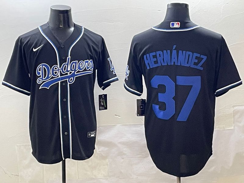 Men 2025 Los Angeles Dodgers #37 Hernandez Black Three generations Fashion Nike MLB Jersey style 8->los angeles dodgers->MLB Jersey